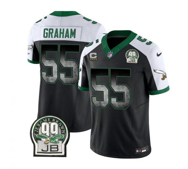 Men Philadelphia Eagles #55 Brandon Graham Black/White 2023 F.U.S.E. With 4-star C Patch Throwback Vapor Untouchable Limited Stitched Football Jersey