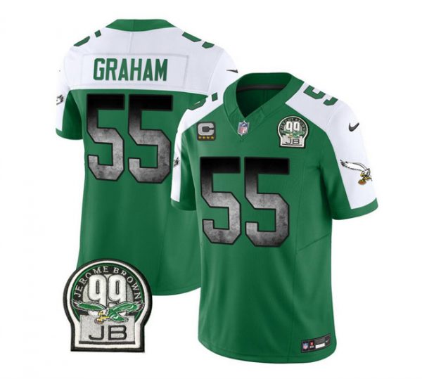Men Philadelphia Eagles #55 Brandon Graham Green/White 2023 F.U.S.E. With 4-star C Patch Throwback Vapor Untouchable Limited Stitched Football Jersey