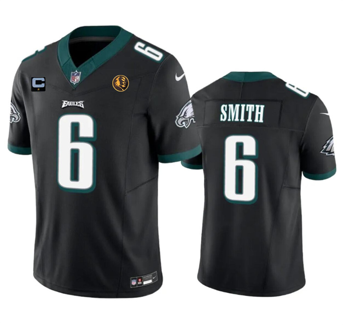 Men Philadelphia Eagles #6 DeVonta Smith Black 2023 F.U.S.E. With 1-star C Patch And John Madden Patch Vapor Limited Stitched Football Jersey