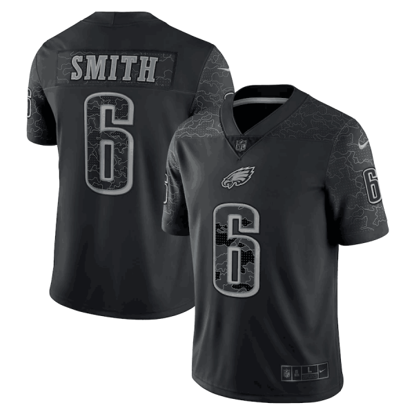 Men Philadelphia Eagles #6 DeVonta Smith Black Reflective Limited Stitched Jersey
