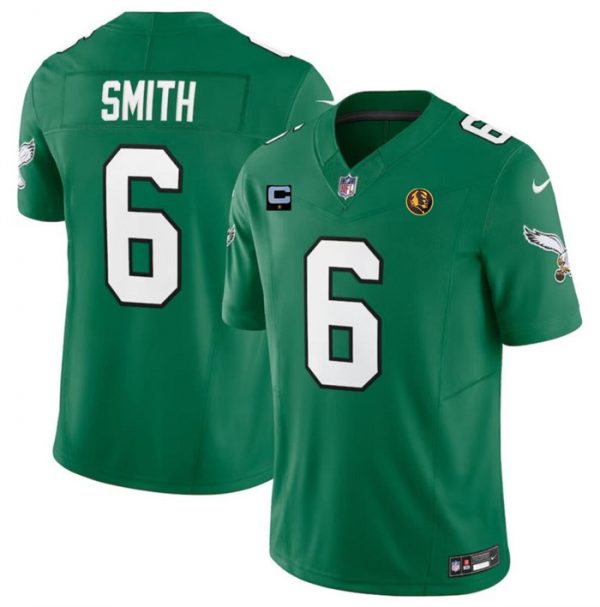 Men Philadelphia Eagles #6 DeVonta Smith Green 2023 F.U.S.E. Throwback With 1-star C Patch And John Madden Patch Vapor Limited Stitched Football Jersey