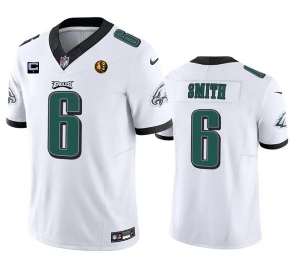 Men Philadelphia Eagles #6 DeVonta Smith White 2023 F.U.S.E. With 1-star C Patch And John Madden Patch Vapor Limited Stitched Football Jersey