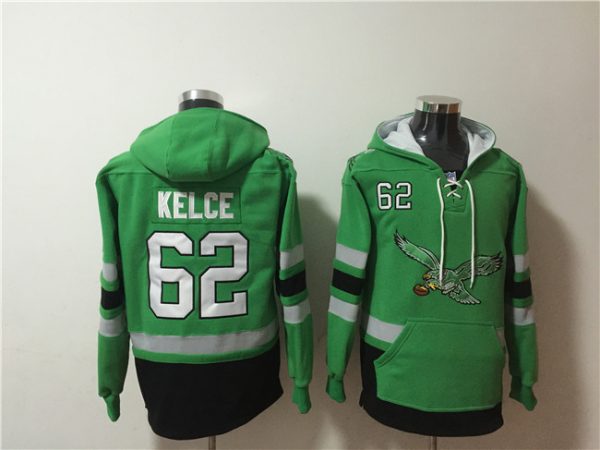 Men Philadelphia Eagles #62 Jason Kelce Green Ageless Must-Have Lace-Up Pullover Hoodie
