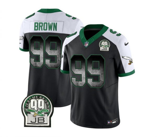 Men Philadelphia Eagles #99 Jerome Brown Black/White 2023 F.U.S.E. Throwback Vapor Untouchable Limited Stitched Football Jersey