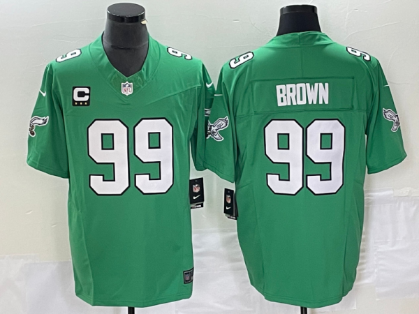 Men Philadelphia Eagles #99 Jerome Brown Green 2023 F.U.S.E. With C Patch Vapor Untouchable Stitched Football Jersey