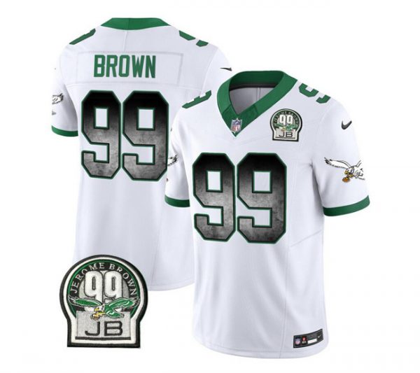 Men Philadelphia Eagles #99 Jerome Brown White 2023 F.U.S.E. Throwback Vapor Untouchable Limited Stitched Football Jersey