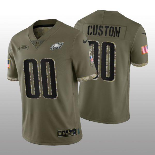 Philadelphia Eagles ACTIVE PLAYER Custom Olive 2022 Salute To Service Limited Stitched Jersey
