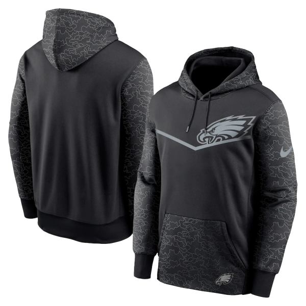 Men Philadelphia Eagles Black Reflective Therma Hoodie