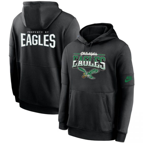 Men Philadelphia Eagles Black Sideline Pullover Hoodie