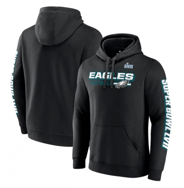 Men Philadelphia Eagles Black Super Bowl LVII Star Trail Pullover Hoodie