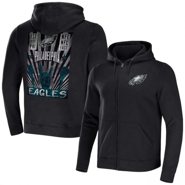 Men Philadelphia Eagles Black x Darius Rucker Collection Rocker Full-Zip Hoodie
