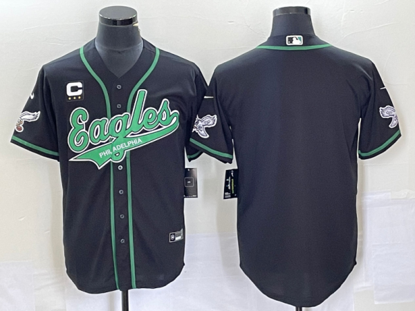 Men Philadelphia Eagles Blank Black Cool Base Stitched Baseball Jersey