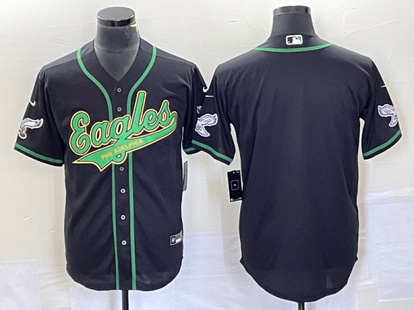 Men Philadelphia Eagles Blank Black Cool Base Stitched Baseball Jersey