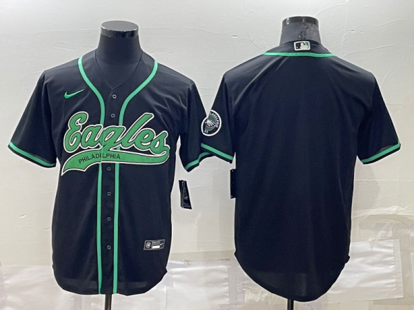 Men Philadelphia Eagles Blank Black Cool Base Stitched Baseball Jersey