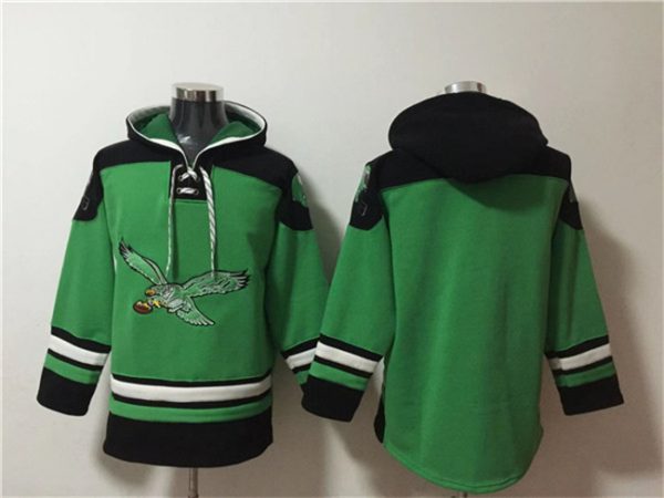 Men Philadelphia Eagles Blank Green Ageless Must-Have Lace-Up Pullover Hoodie