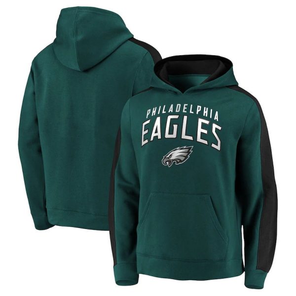 Men Philadelphia Eagles Green Game Time Arch Pullover Hoodie