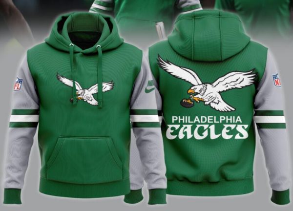 Men Philadelphia Eagles Green Team Big Logo Sideline Alternate Club Pullover Hoodie
