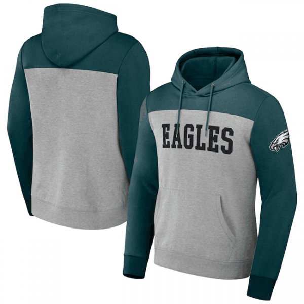Men Philadelphia Eagles x Darius Rucker Collection Midnight Heather Gray Colorblock Pullover Hoodie