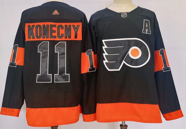 Men Philadelphia Flyers #11 Travis Konecny Black Stitched Jersey