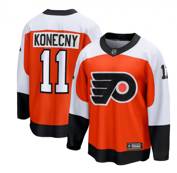 Men Philadelphia Flyers #11 Travis Konecny Orange Stitched Jersey
