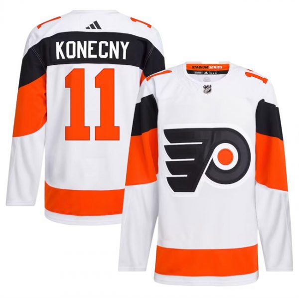 Men Philadelphia Flyers #11 Travis Konecny White 2024 Stadium Series Stitched Jersey