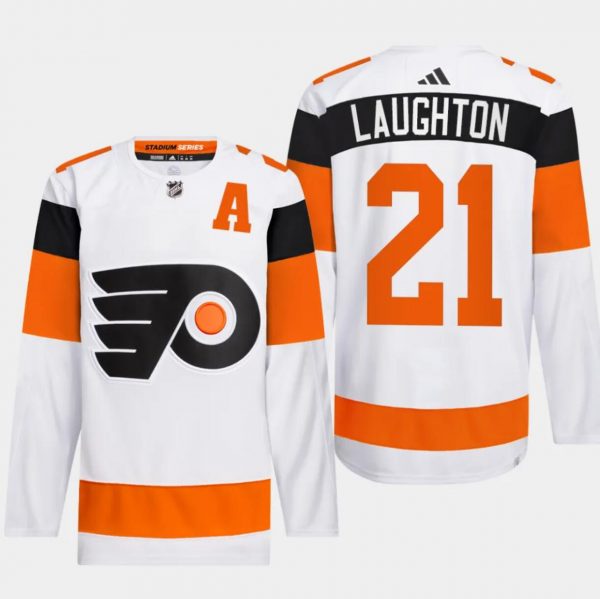 Men Philadelphia Flyers #21 Scott Laughton White 2024 Stadium Series Stitched Jersey