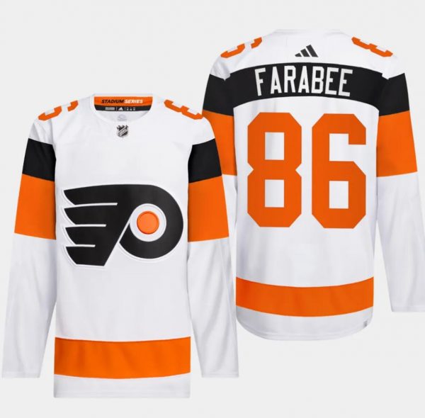 Men Philadelphia Flyers #86 Joel Farabee White 2024 Stadium Series Stitched Jersey