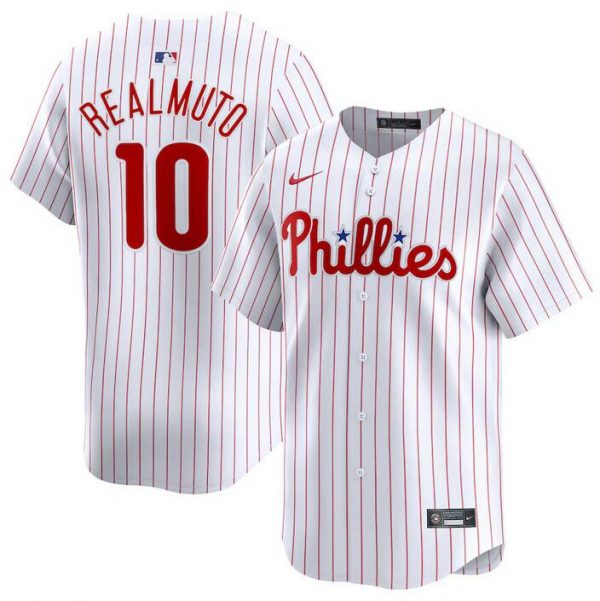 Men Philadelphia Phillies #10 J.T. Realmuto White Home Limited Stitched Jersey