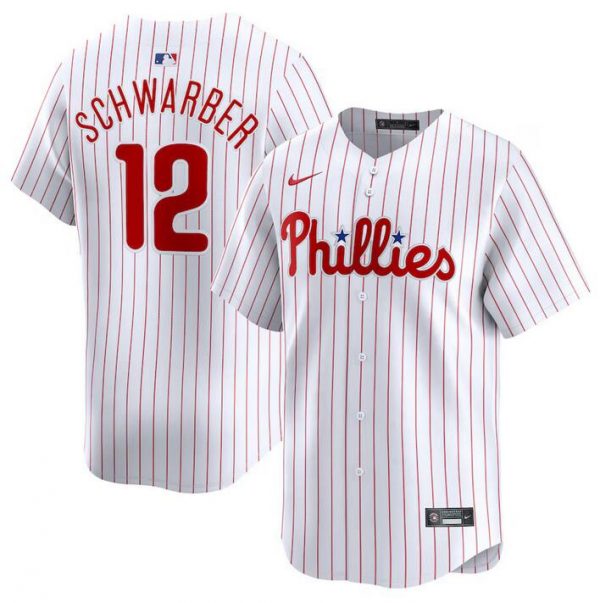 Men Philadelphia Phillies #12 Kyle Schwarber White Home Limited Stitched Jersey
