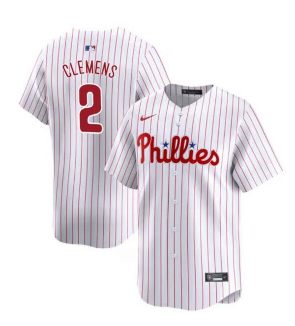Men Philadelphia Phillies #2 Kody Clemens White Home Limited Stitched Jersey