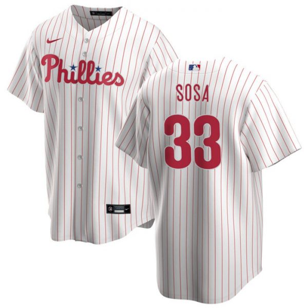 Men Philadelphia Phillies #33 Edmundo Sosa White Cool Base Stitched Baseball Jersey