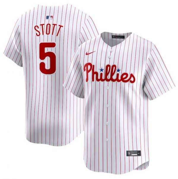 Men Philadelphia Phillies #5 Bryson Stott White Home Limited Stitched Jersey