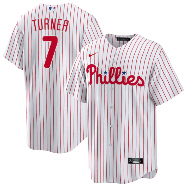 Men Philadelphia Phillies #7 Trea Turner White Cool Base Stitched Baseball Jersey