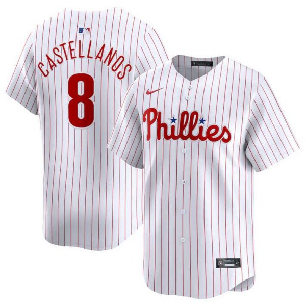 Men Philadelphia Phillies #8 Nick Castellanos White Home Limited Stitched Jersey