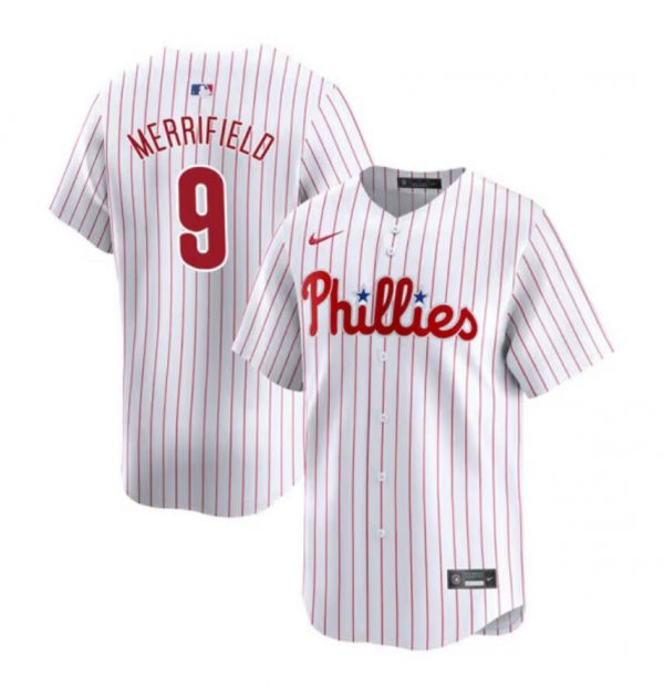 Men Philadelphia Phillies #9 Whit Merrifield White Home Limited Stitched Jersey