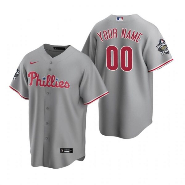 Philadelphia Phillies Active Player Custom Grey 2022 World Series Cool Base Stitched Baseball Jersey
