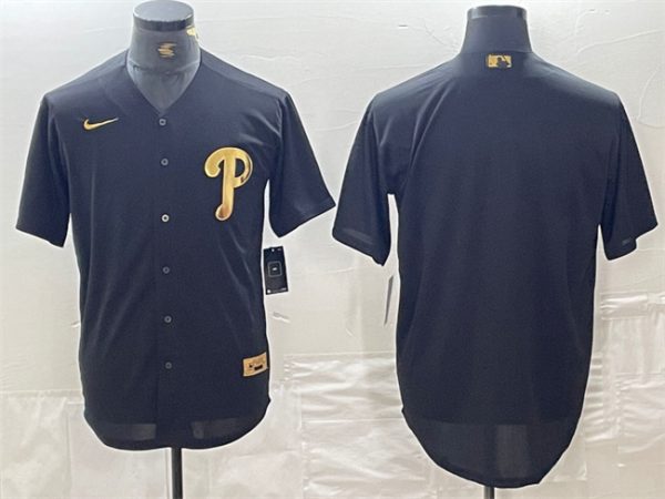 Men Philadelphia Phillies Blank Black Cool Base Stitched Baseball Jersey