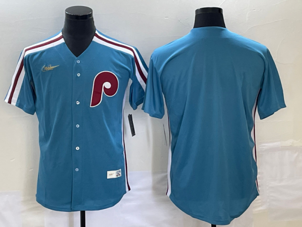 Men Philadelphia Phillies Blank Blue Cool Base Stitched Jersey