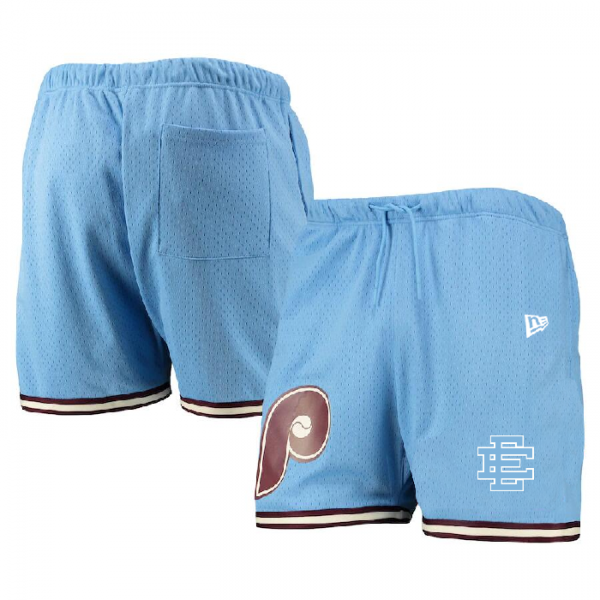Men Philadelphia Phillies Blue Mesh Shorts 001