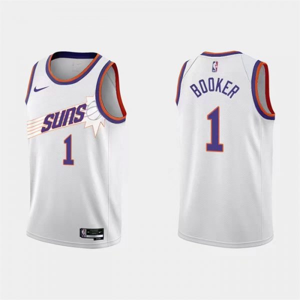 Men Phoenix Suns #1 Devin Booker White Association Edition Stitched Jersey