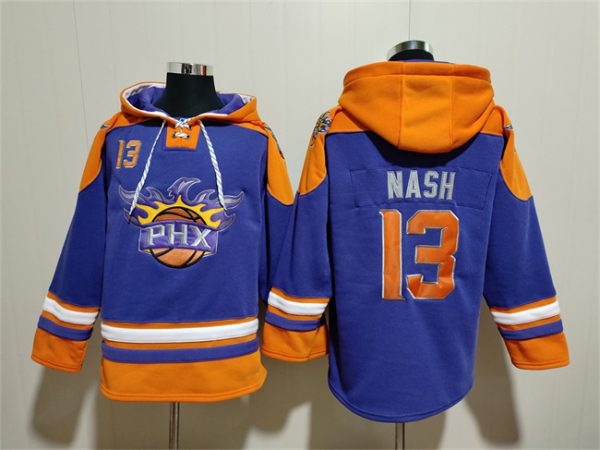 Men Phoenix Suns #13 Steve Nash Purple Ageless Must-Have Lace-Up Pullover Hoodie