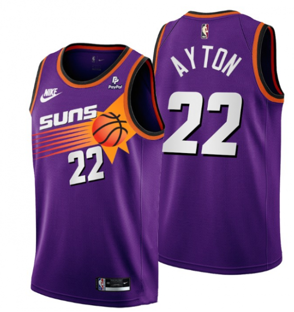 Men Phoenix Suns #22 Deandre Ayton Purple Stitched Basketball Jersey