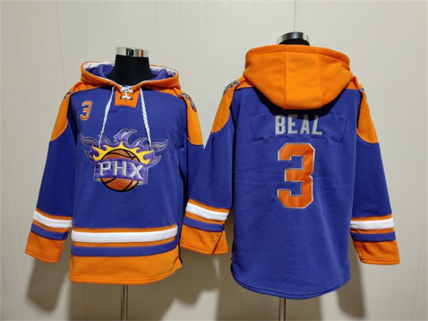 Men Phoenix Suns #3 Bradley Beal Purple Ageless Must-Have Lace-Up Pullover Hoodie