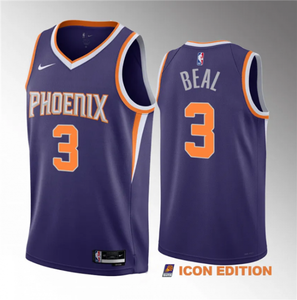 Men Phoenix Suns #3 Bradley Beal Purple Icon Edition Stitched Basketball Jersey