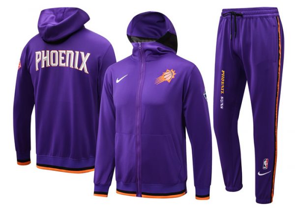 Men Phoenix Suns 75th Anniversary Purple Performance Showtime Full-Zip Hoodie Jacket And Pants Suit