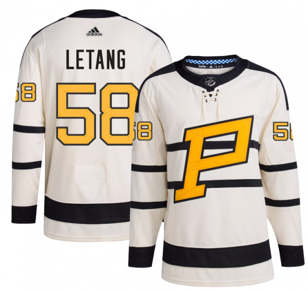 Men Pittsburgh Penguins #58 Kris Letang Cream 2023 Winter Classic Stitched Jersey