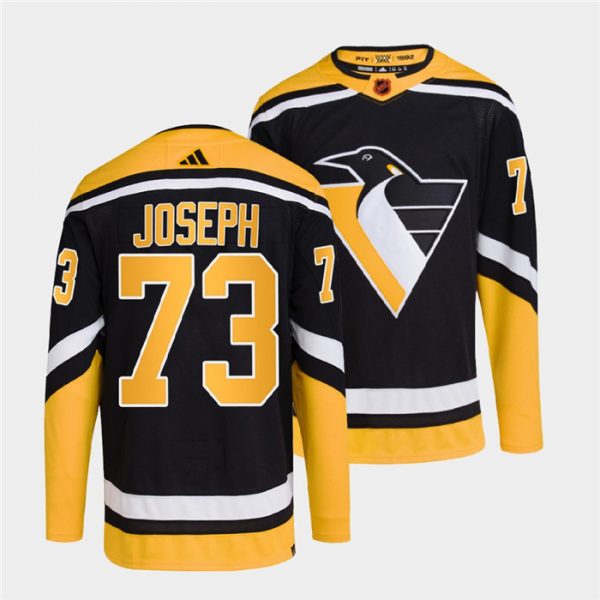 Men Pittsburgh Penguins #73 Pierre-Olivier Joseph Black 2022 Reverse Retro Stitched Jersey