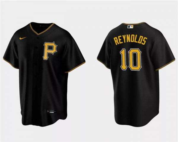 Men Pittsburgh Pirates #10 Bryan Reynolds Black Cool Base Stitched Baseball Jersey