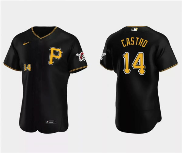 Men Pittsburgh Pirates #14 Rodolfo Castro Black Flex Base Stitched Baseball Jersey