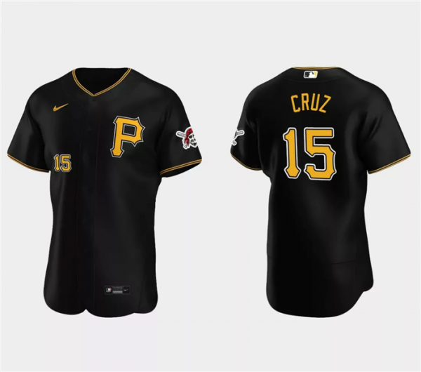 Men Pittsburgh Pirates #15 Oneil Cruz Black Flex Base Stitched Baseball Jersey